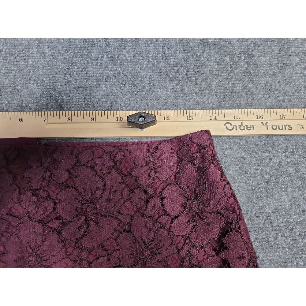 Ann Taylor Factory Straight Pencil Skirt Wine Lace Overlay Size 0 Zip Back - Picture 9 of 9